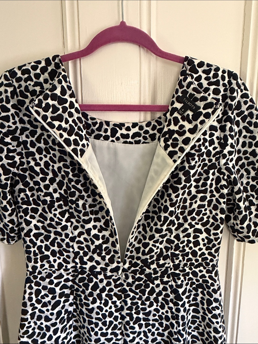 Talbots Black and White Animal-Print Midi Dress - Picture 7 of 7